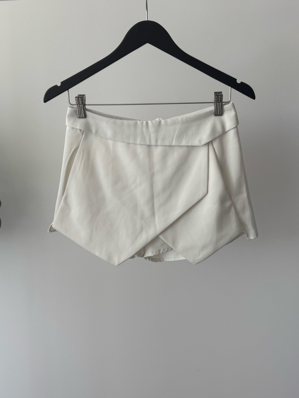 White Asymmetric Skort Shorts